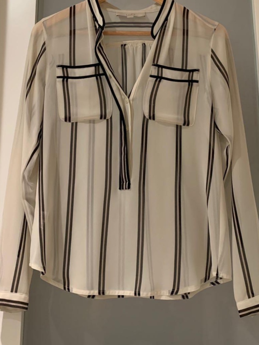 cleo Cream and Black Striped Blouse